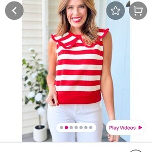Elegant Red and White Striped Blouse